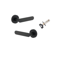 Bronte Lever - Round Rose Passage Kit Matt Black / Solid Brass