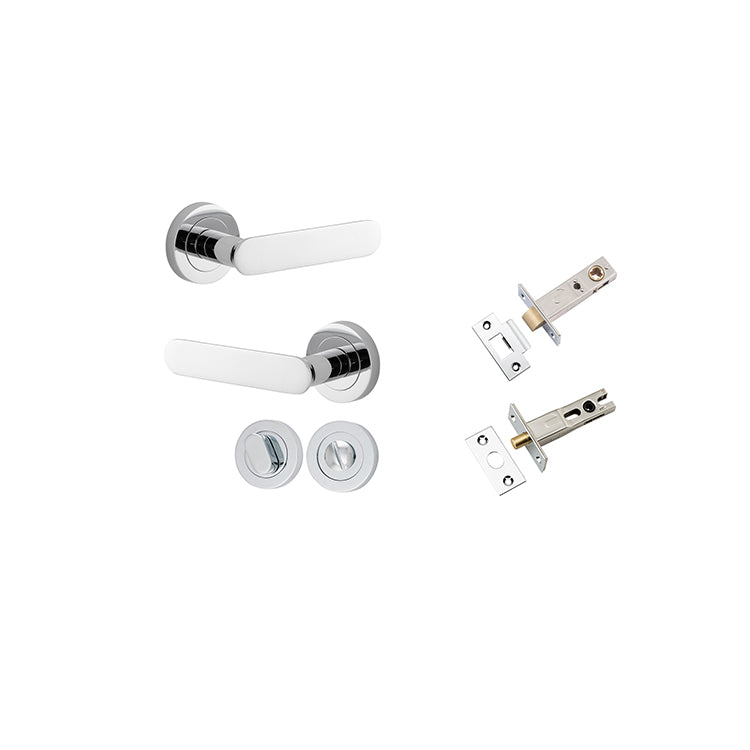 Bronte Lever - Round Rose Privacy Kit with Separate Privacy Turn Chrome Plated / Solid Brass