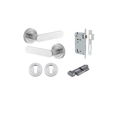 Bronte Lever - Round Rose Entrance Kit with High Security Lock Satin Chrome / Solid Brass