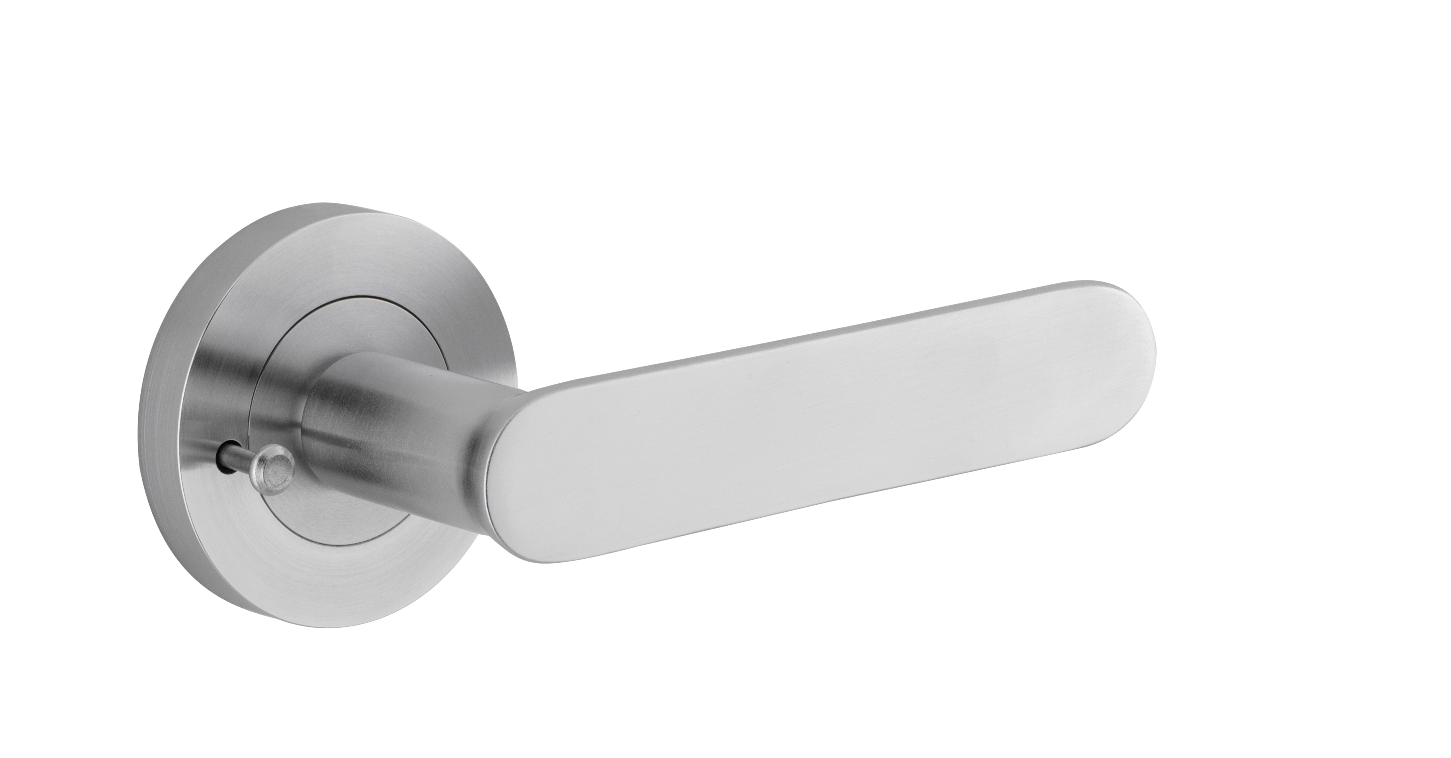 Bronte Lever - Round Rose Privacy Kit (Inbuilt Privacy) Satin Chrome / Solid Brass