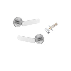 Bronte Lever - Round Rose Passage Kit Satin Chrome / Solid Brass