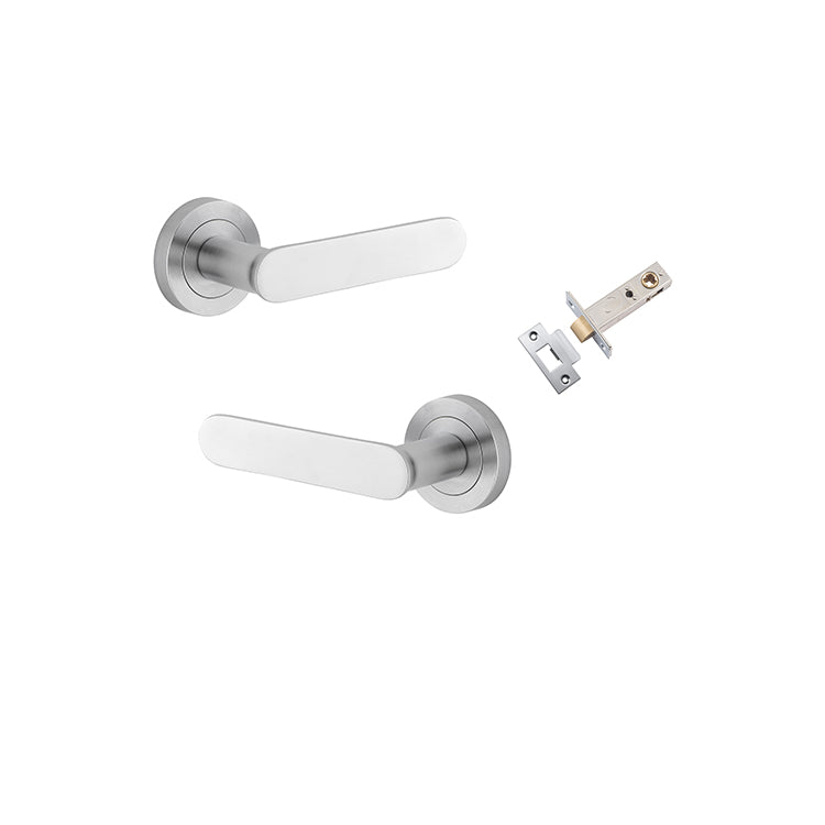 Bronte Lever - Round Rose Passage Kit Satin Chrome / Solid Brass