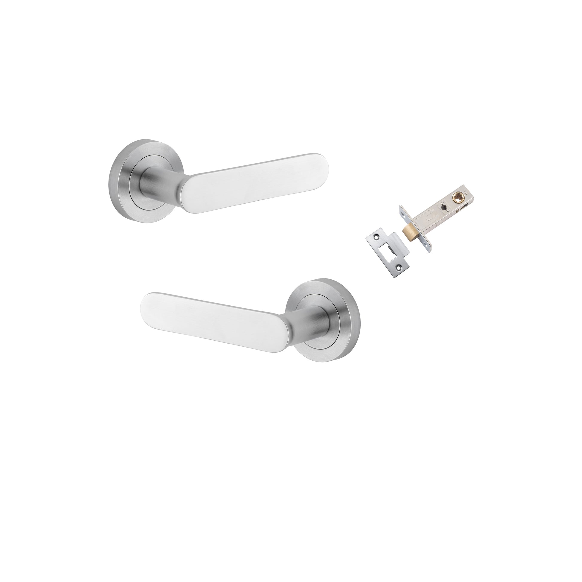 Bronte Lever - Round Rose Passage Kit Satin Chrome / Solid Brass