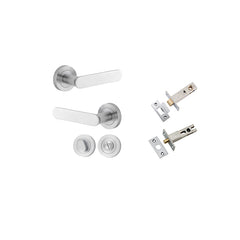 Bronte Lever - Round Rose Privacy Kit with Separate Privacy Turn Satin Chrome / Solid Brass