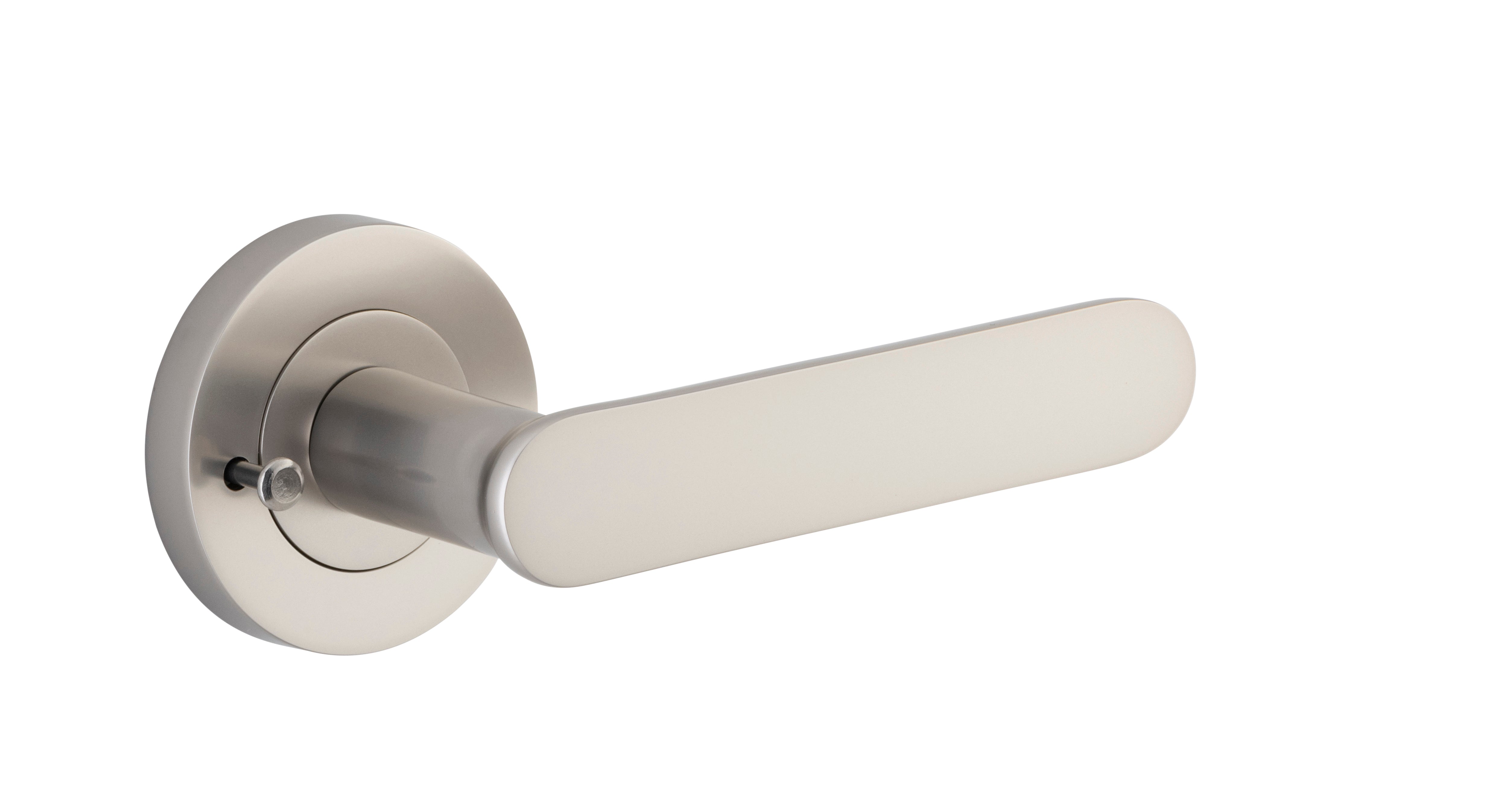 Bronte Lever - Round Rose Privacy Kit (Inbuilt Privacy) Satin Nickel / Solid Brass