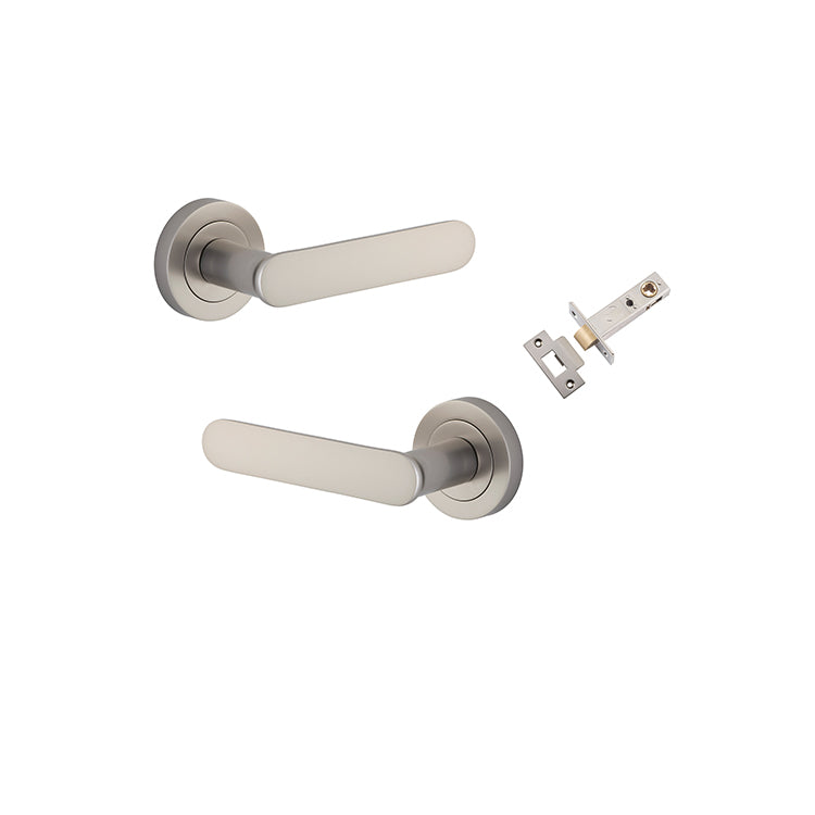 Bronte Lever - Round Rose Passage Kit Satin Nickel / Solid Brass