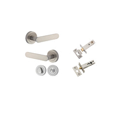 Bronte Lever - Round Rose Privacy Kit with Separate Privacy Turn Satin Nickel / Solid Brass