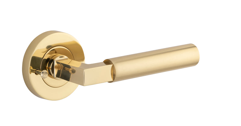 Berlin Lever - Round Rose Privacy Kit (Inbuilt Privacy) Polished Brass / Solid Brass