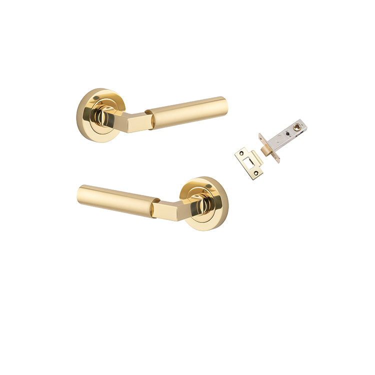 Berlin Lever - Round Rose Passage Kit Polished Brass / Solid Brass
