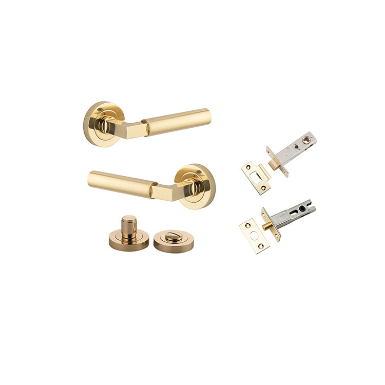 Berlin Lever - Round Rose Privacy Kit Polished Brass / Solid Brass