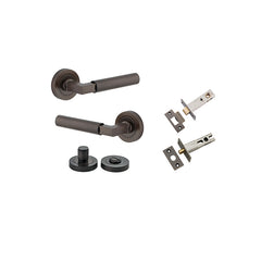 Berlin Lever - Round Rose Privacy Kit Antique Brass / Solid Brass