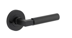 Berlin Lever - Round Rose Privacy Kit (Inbuilt Privacy) Matt Black / Solid Brass