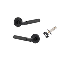 Berlin Lever - Round Rose Passage Kit Matt Black / Solid Brass