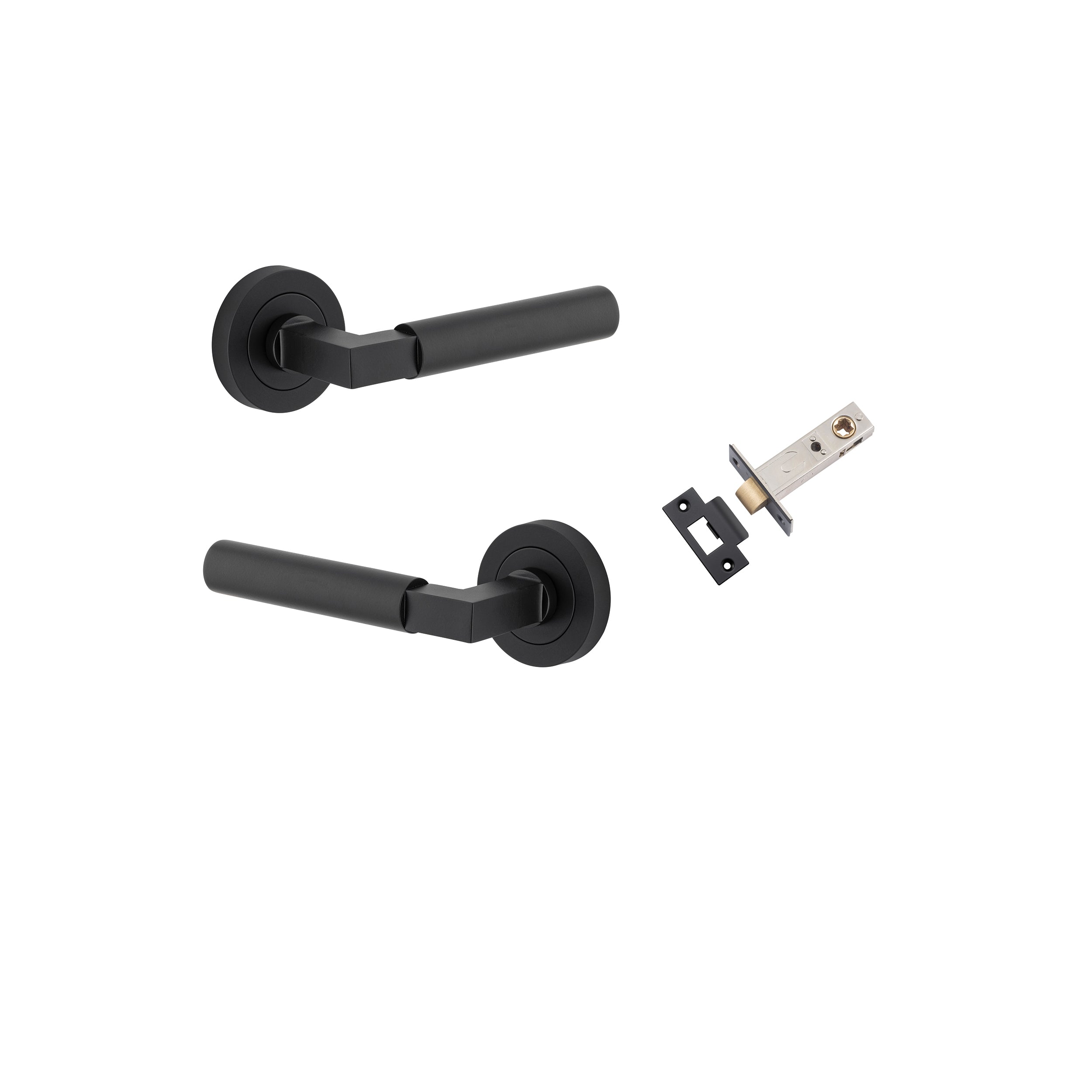 Berlin Lever - Round Rose Passage Kit Matt Black / Solid Brass