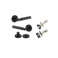 Berlin Lever - Round Rose Privacy Kit Matt Black / Solid Brass