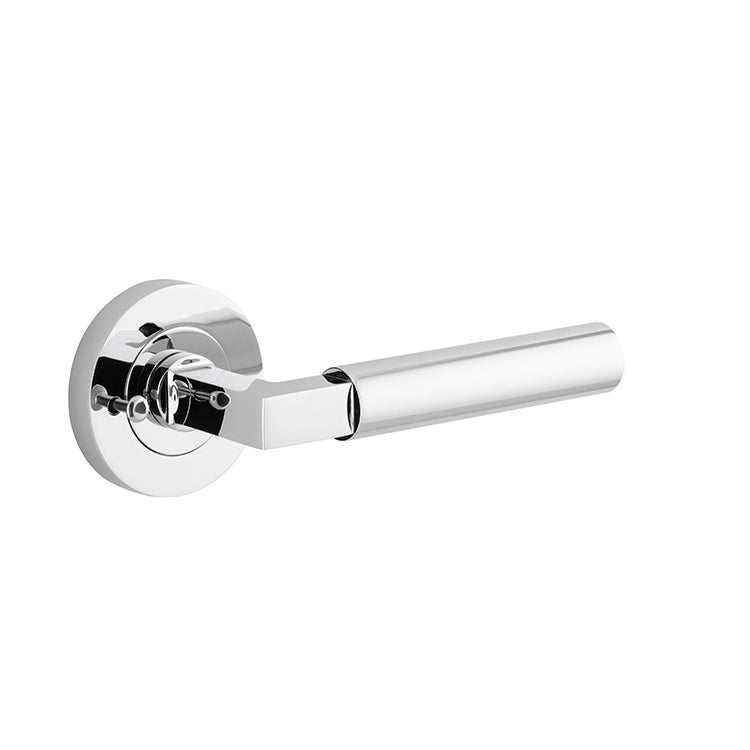 Berlin Lever - Round Rose Privacy Kit (Inbuilt Privacy) Chrome Plated / Solid Brass