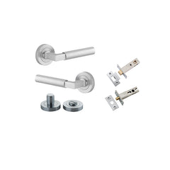 Berlin Lever - Round Rose Privacy Kit Satin Chrome / Solid Brass