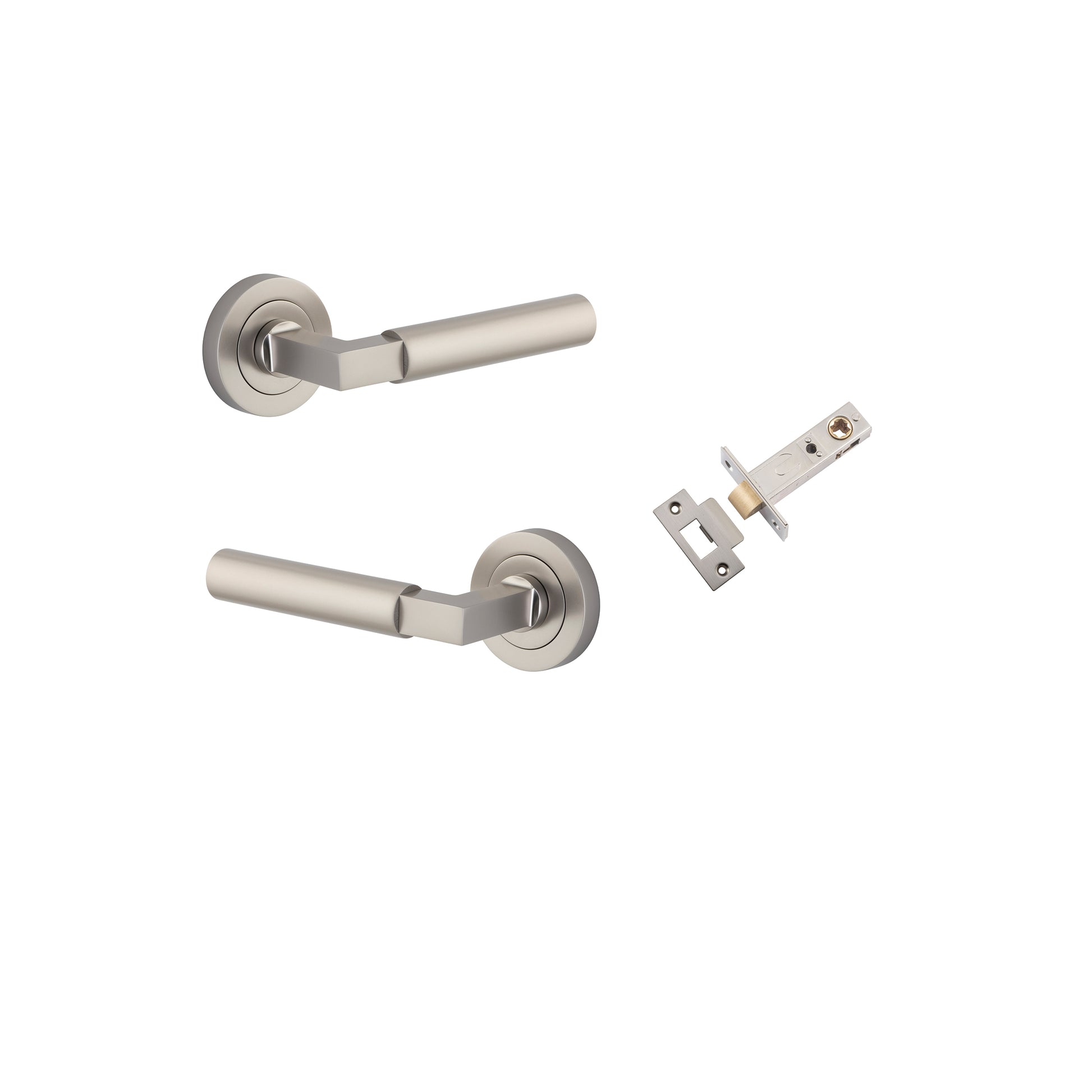 Berlin Lever - Round Rose Passage Kit Satin Nickel / Solid Brass