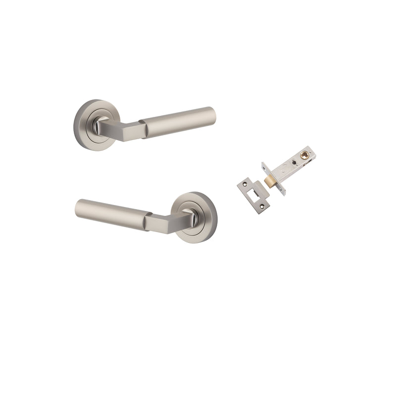 Berlin Lever - Round Rose Passage Kit Satin Nickel / Solid Brass