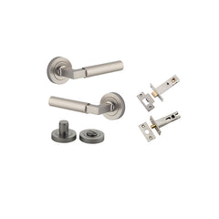 Berlin Lever - Round Rose Privacy Kit Satin Nickel / Solid Brass