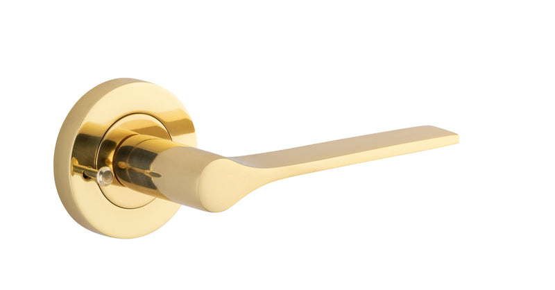 Como Lever - Round Rose Privacy Kit (Inbuilt Privacy) Polished Brass / Solid Brass