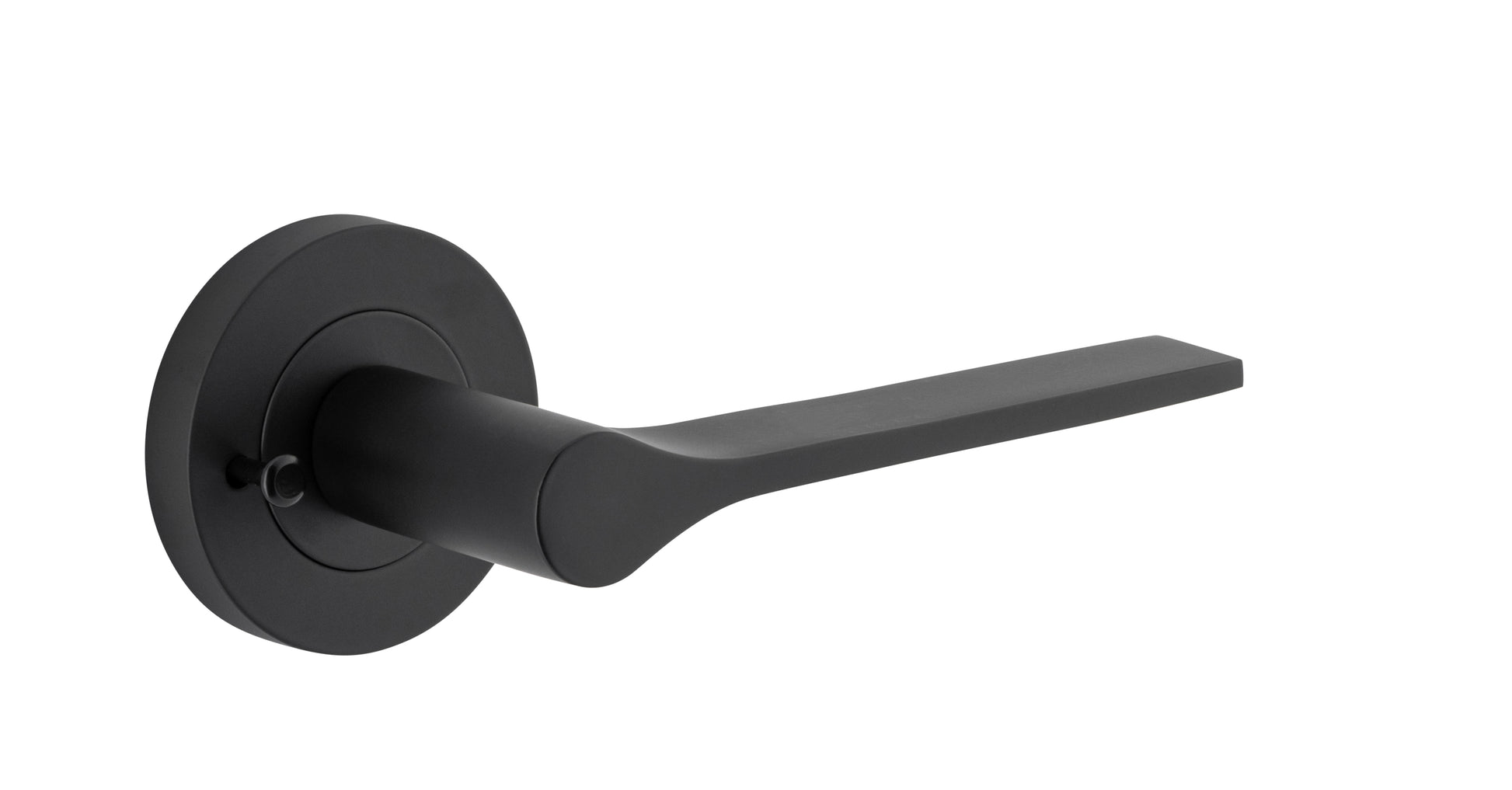 Como Lever - Round Rose Privacy Kit (Inbuilt Privacy) Matt Black / Solid Brass