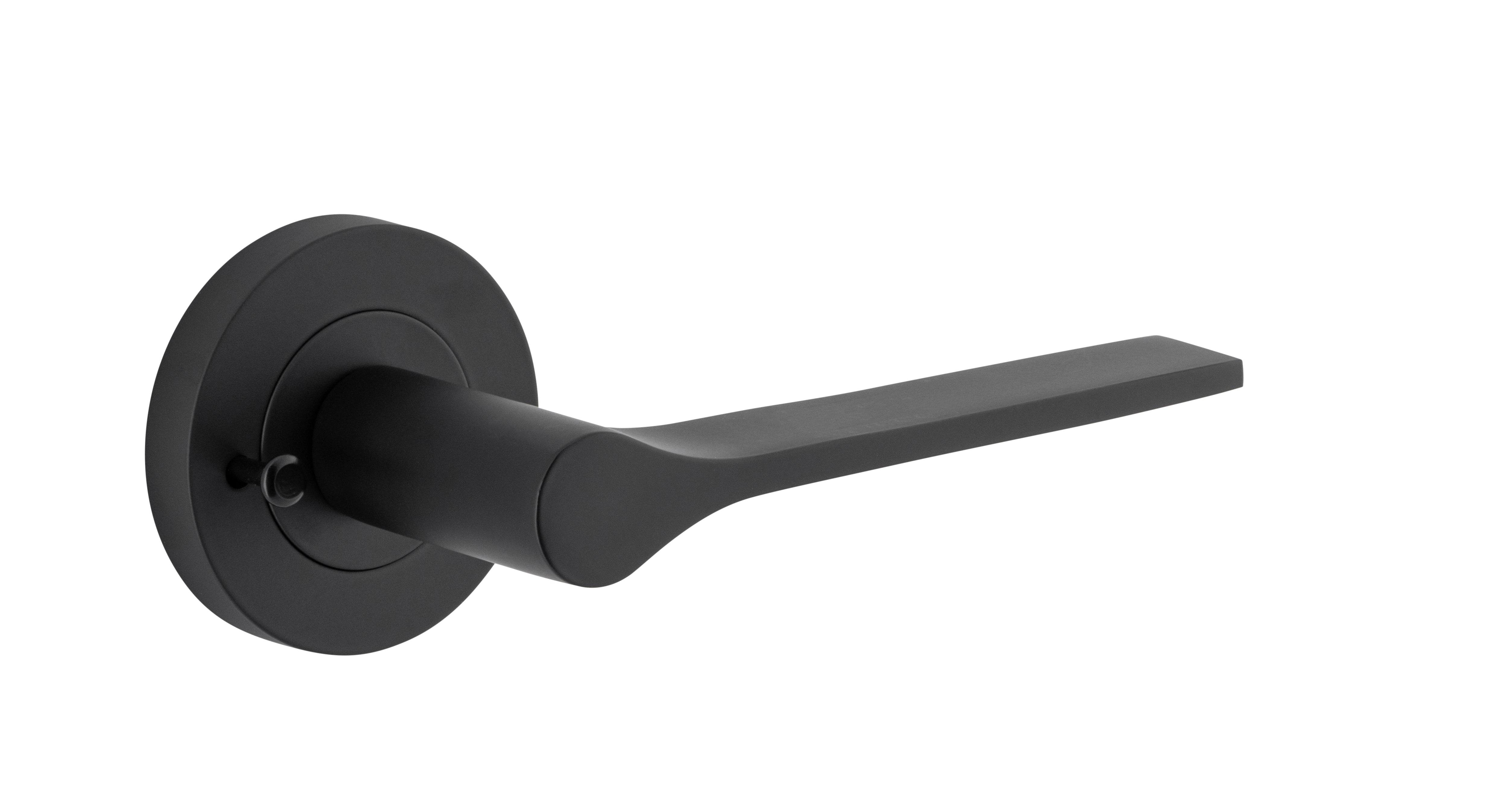 Como Lever - Round Rose Privacy Kit (Inbuilt Privacy) Matt Black / Solid Brass
