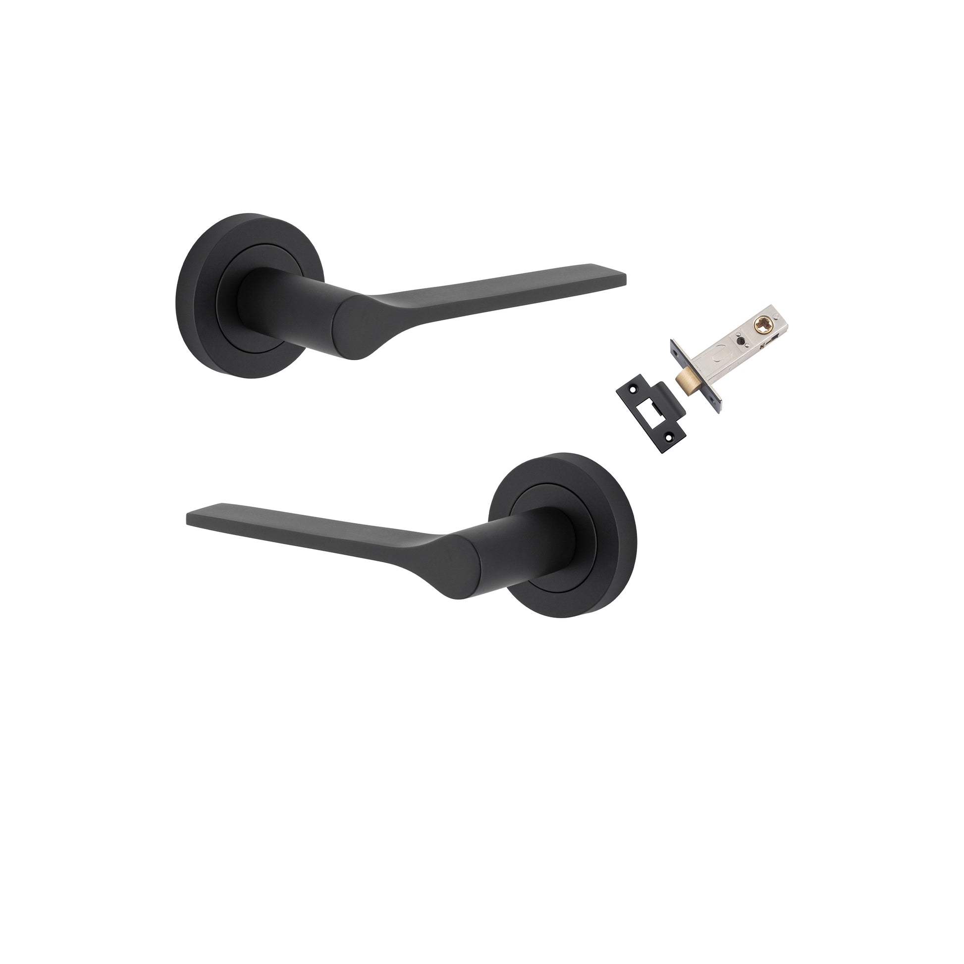 Como Lever - Round Rose Passage Kit Matt Black / Solid Brass