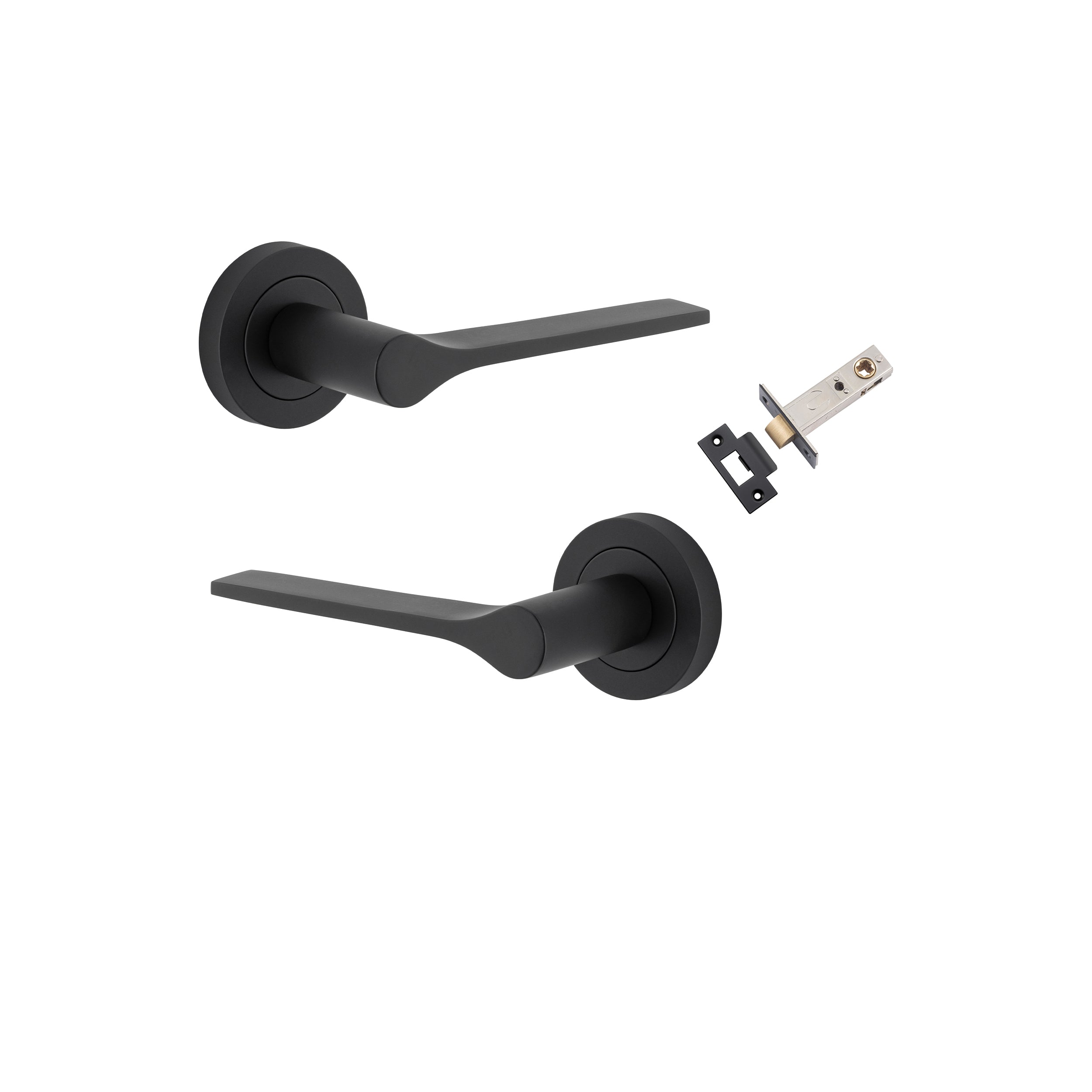 Como Lever - Round Rose Passage Kit Matt Black / Solid Brass