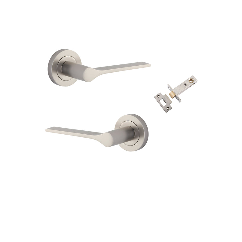 Como Lever - Round Rose Passage Kit Satin Nickel / Solid Brass