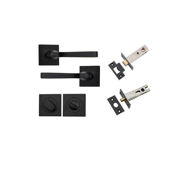 Annecy Lever - Square Rose Privacy Kit with Separate Privacy Turn Matt Black / Solid Brass
