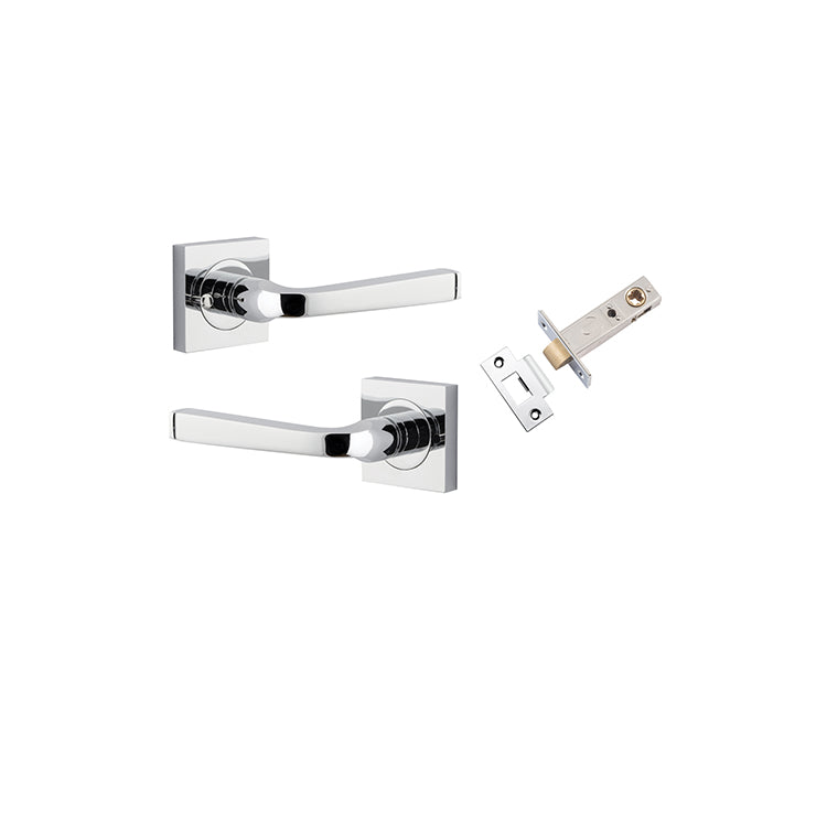 Annecy Lever - Square Rose (Inbuilt Privacy) Chrome Plated / Solid Brass