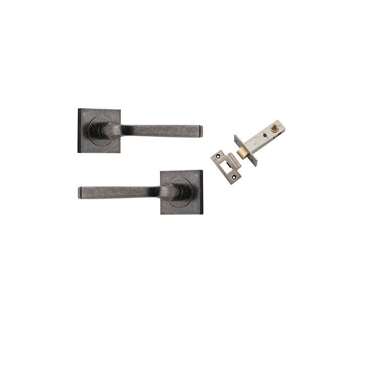 Annecy Lever - Square Rose Passage Kit Rumbled Nickel / Solid Brass