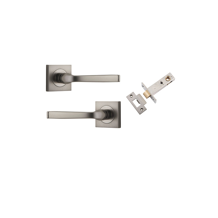 Annecy Lever - Square Rose Passage Kit Satin Nickel / Solid Brass