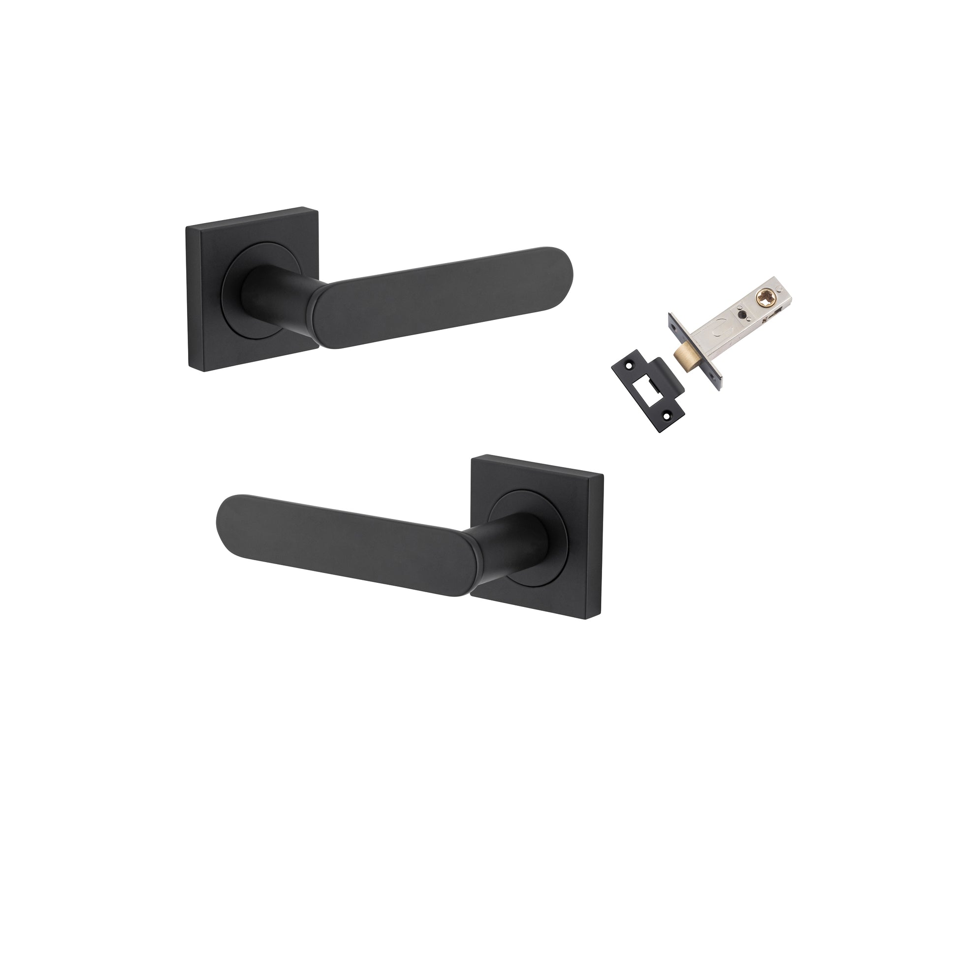 Bronte Lever - Square Rose Passage Kit Matt Black / Solid Brass