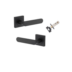 Bronte Lever - Square Rose Passage Kit Matt Black / Solid Brass
