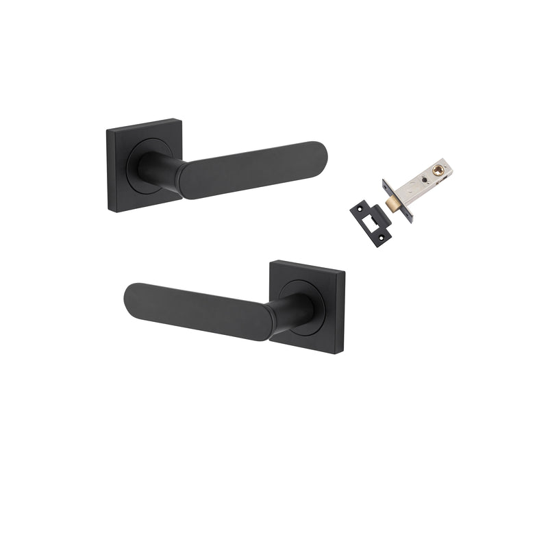Bronte Lever - Square Rose Passage Kit Matt Black / Solid Brass