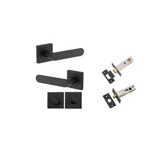 Bronte Lever - Square Rose Privacy Kit with Privacy Turn with Separate Privacy Turn Matt Black / Solid Brass