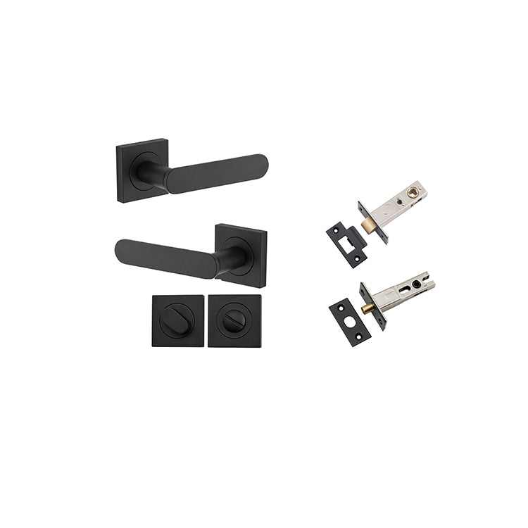 Bronte Lever - Square Rose Privacy Kit with Privacy Turn with Separate Privacy Turn Matt Black / Solid Brass