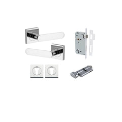 Bronte Lever - Square Rose Entrance Kit with High Security Lock Chrome Plated / Solid Brass