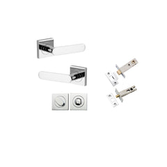 Bronte Lever - Square Rose Privacy Kit with Privacy Turn with Separate Privacy Turn Chrome Plated / Solid Brass