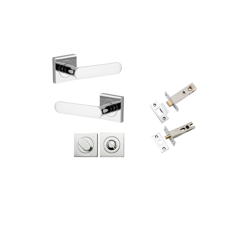 Bronte Lever - Square Rose Privacy Kit with Privacy Turn with Separate Privacy Turn Chrome Plated / Solid Brass