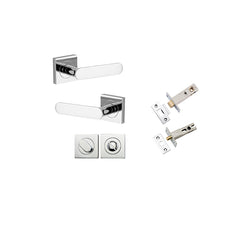 Bronte Lever - Square Rose Privacy Kit with Privacy Turn with Separate Privacy Turn Chrome Plated / Solid Brass