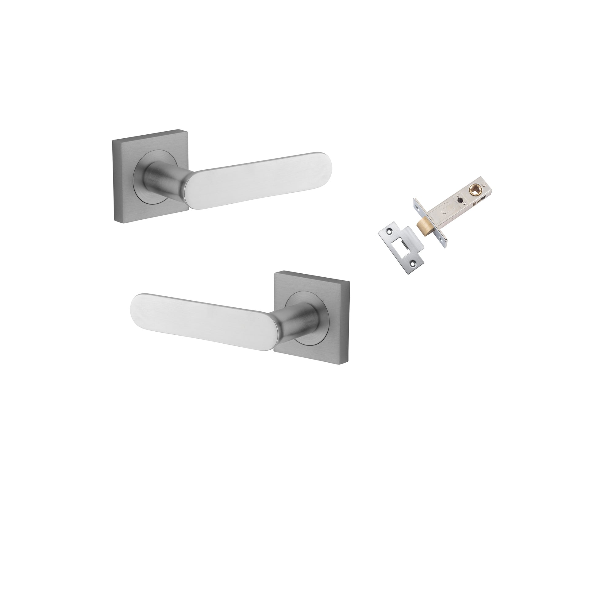 Bronte Lever - Square Rose Passage Kit Satin Chrome / Solid Brass