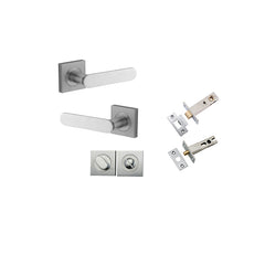 Bronte Lever - Square Rose Privacy Kit with Privacy Turn with Separate Privacy Turn Satin Chrome / Solid Brass