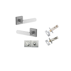 Bronte Lever - Square Rose Privacy Kit with Privacy Turn with Separate Privacy Turn Satin Chrome / Solid Brass