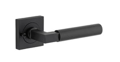 Berlin Lever - Square Rose Privacy Kit (Inbuilt Privacy) Matt Black / Solid Brass