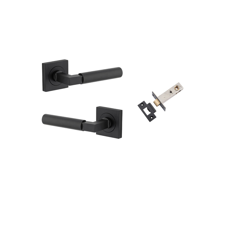 Berlin Lever - Square Rose Passage Kit Matt Black / Solid Brass