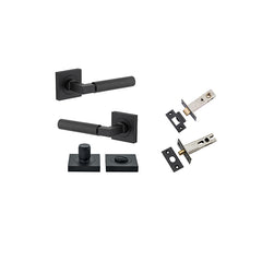 Berlin Lever - Square Rose Privacy Kit Matt Black / Solid Brass