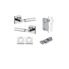 Berlin Lever - Square Rose Entrance Kit with High Security Lock Chrome Plated / Solid Brass